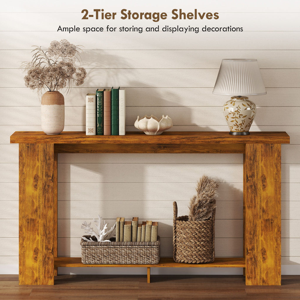 63-Inch Distressed Brown Console Table – product view 5 of 11