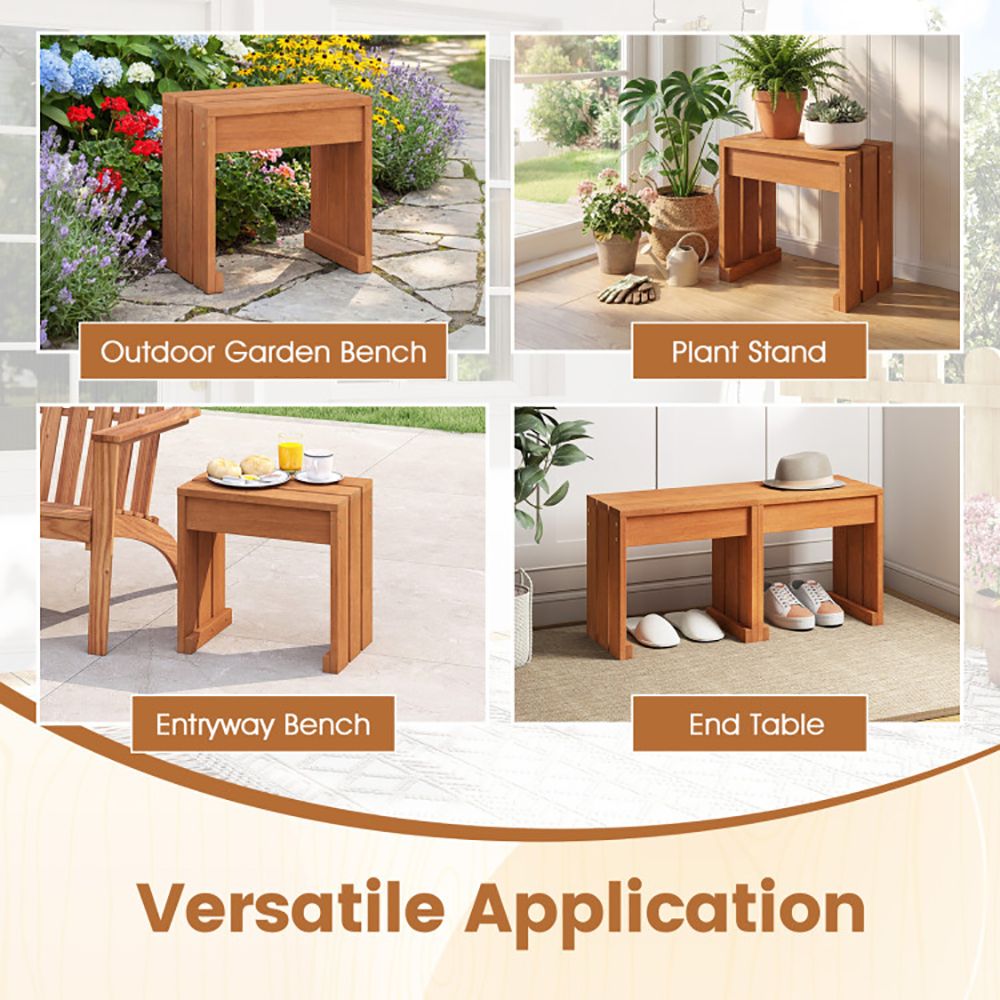 Single-Seat Hardwood Backless Garden Bench – product view 7 of 12