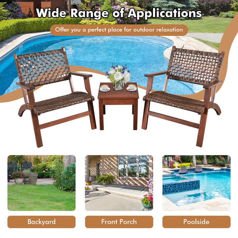 3-Piece Eucalyptus Rattan Patio Set – product view 9 of 10