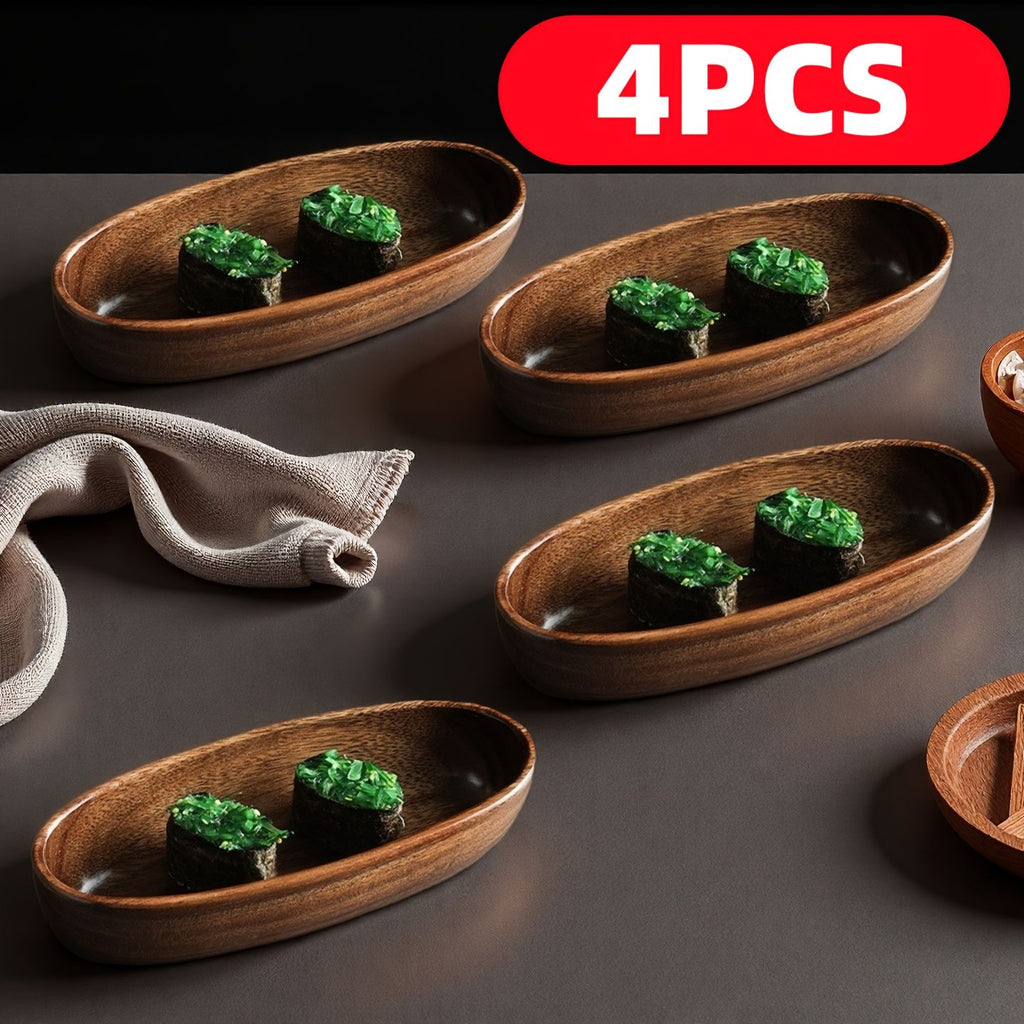 Set of 4 Japanese-Style Wooden Sushi Platters – product view 3 of 10