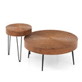 Set of 2 Ring-Pattern Round Farmhouse Tables – main product view