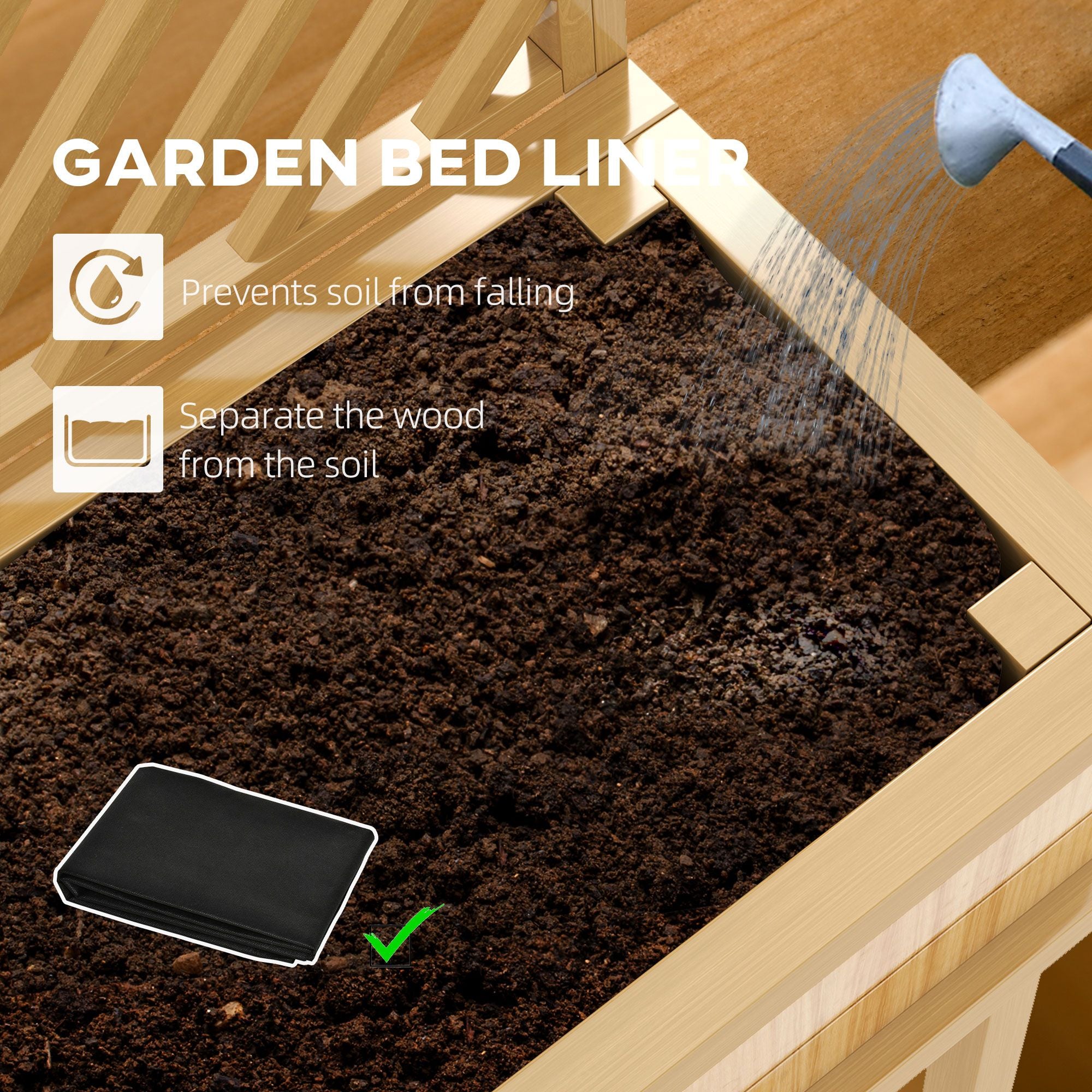 Elevated Wood Planter with Trellis for Climbing Plants, Raised Garden Bed with Legs and Drainage Holes, Natural Wood – product view 5 of 11