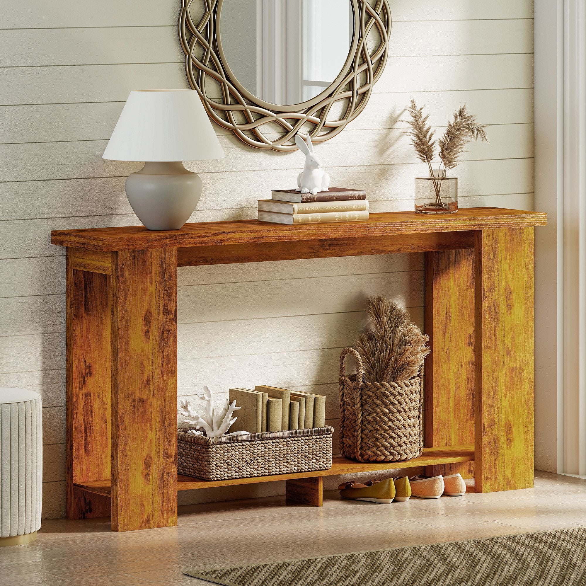 63-Inch Distressed Brown Console Table – product view 6 of 11