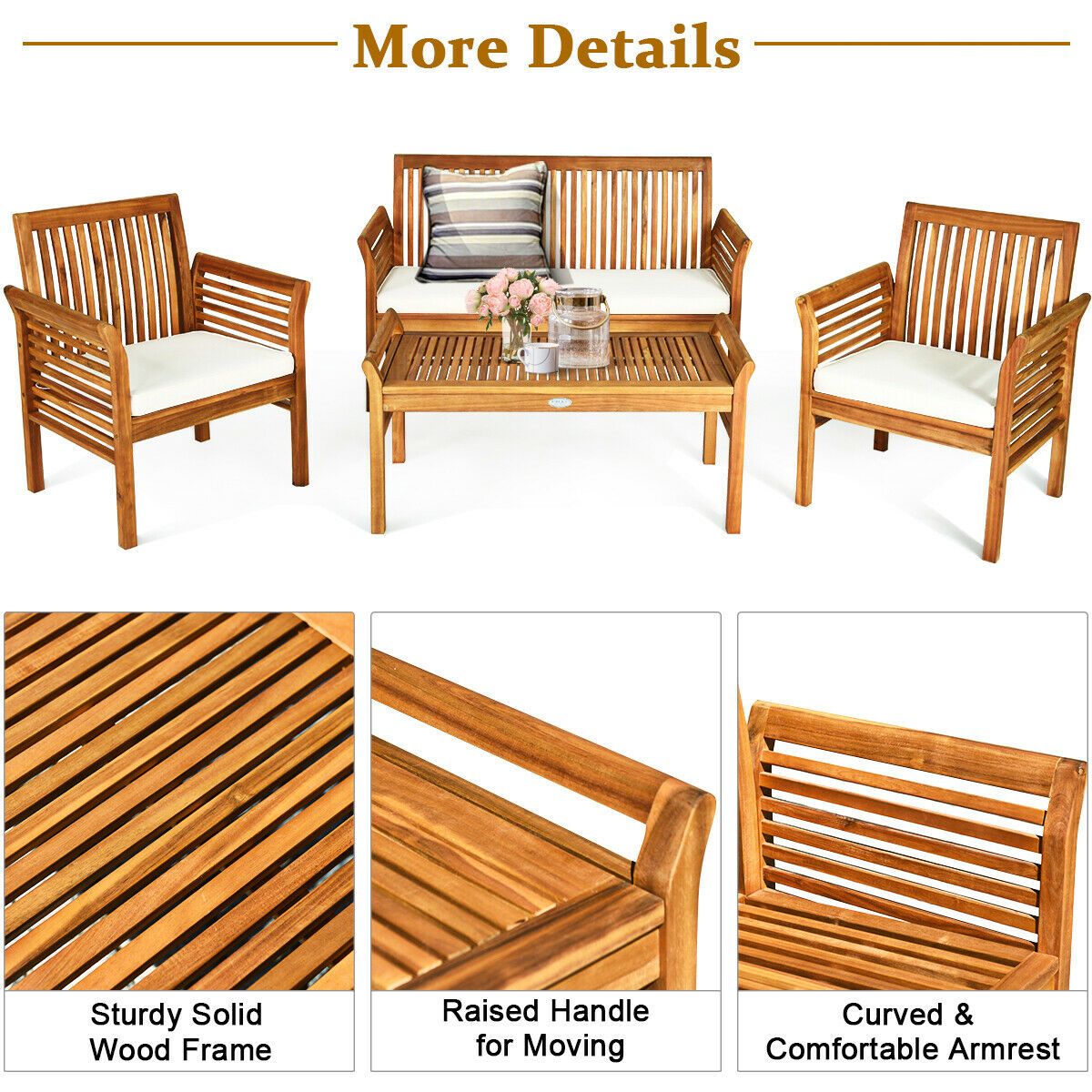 4-Piece Acacia Patio Conversation Set – product view 10 of 11