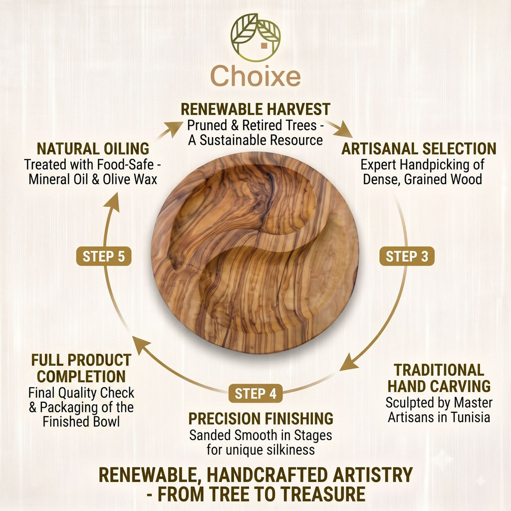 7-Inch Olive Wood Divided Snack Dish – product view 6 of 7