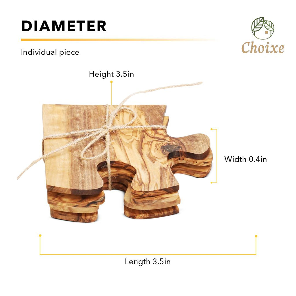 4-Piece Olive Wood Puzzle Coaster Set – product view 6 of 7