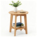 2-Tier Natural Eucalyptus Patio Side Table – main product view