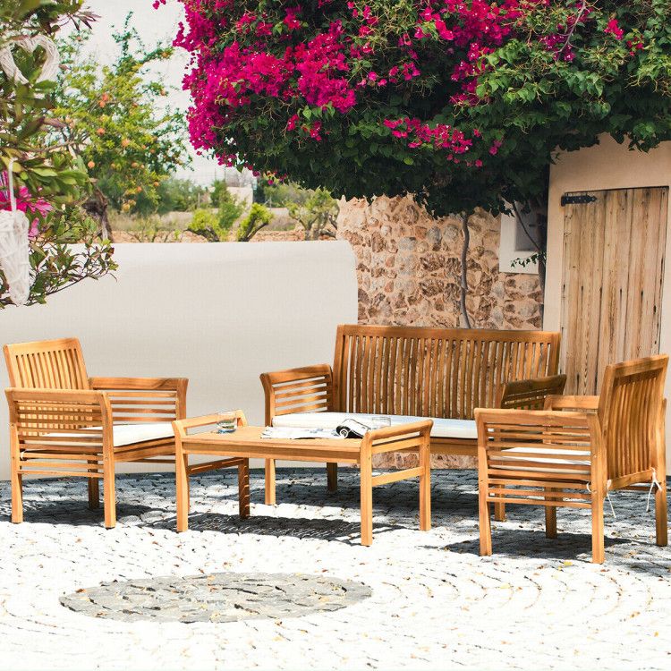 4-Piece Acacia Patio Sofa Set with Coffee Table – product view 2 of 10
