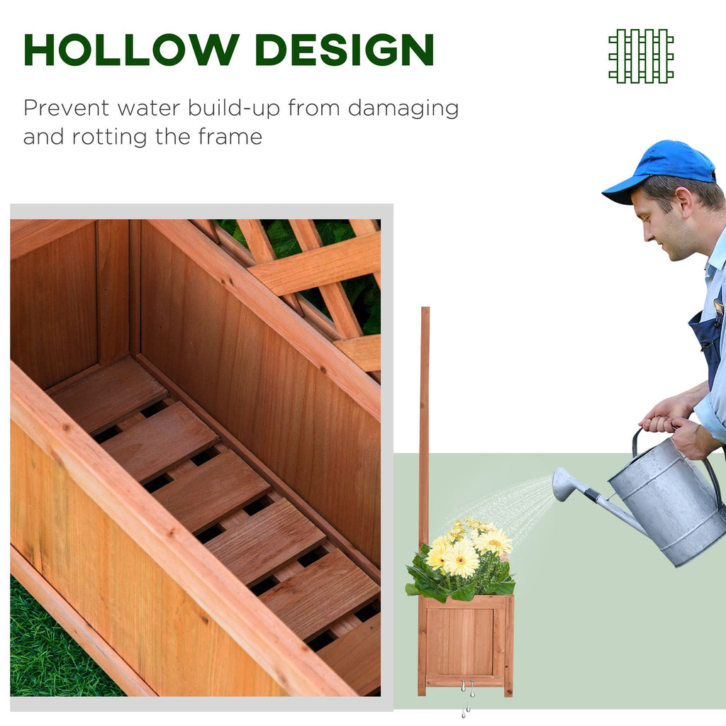28" x 11" x 46" Raised Garden Bed, Wooden Planter Box w/ Trellis, Brown – product view 6 of 11