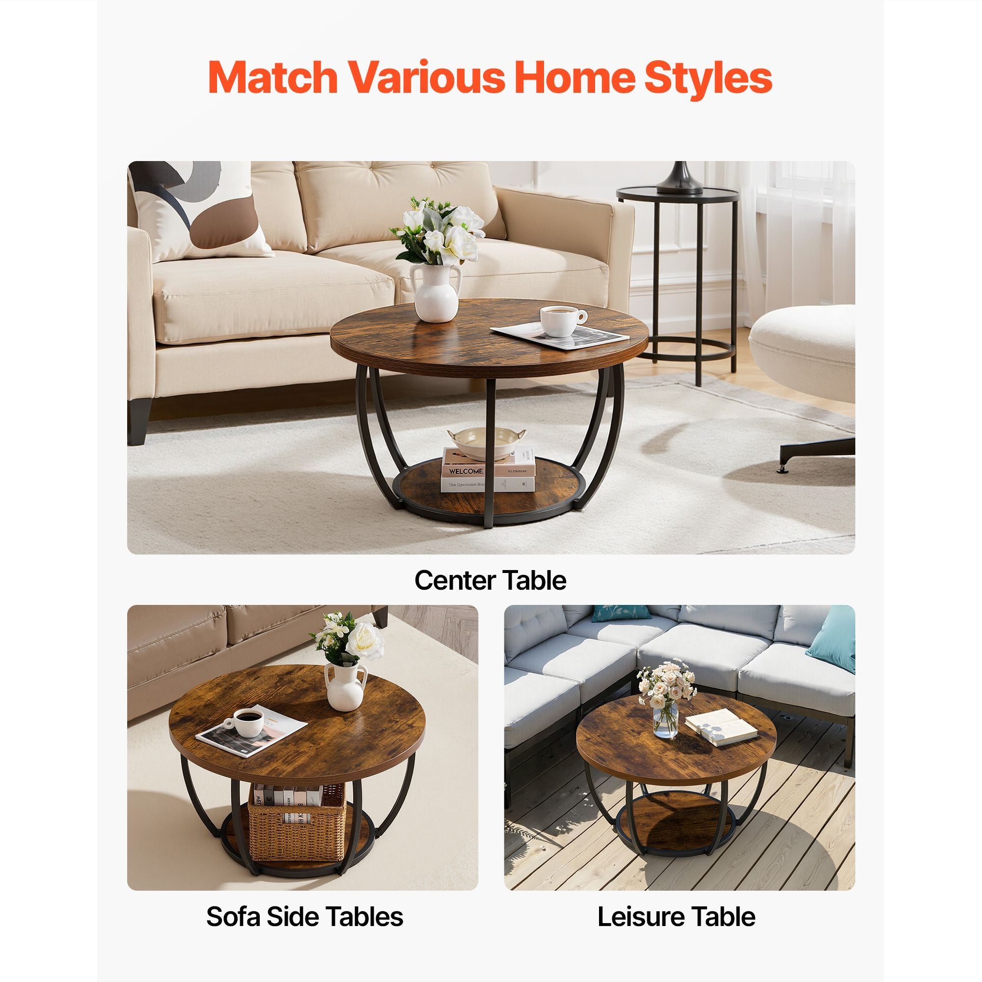 31.6-Inch 2-Tier Round Coffee Table – product view 8 of 8
