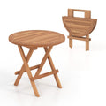 Round Folding Teak Patio Side Table – main product view