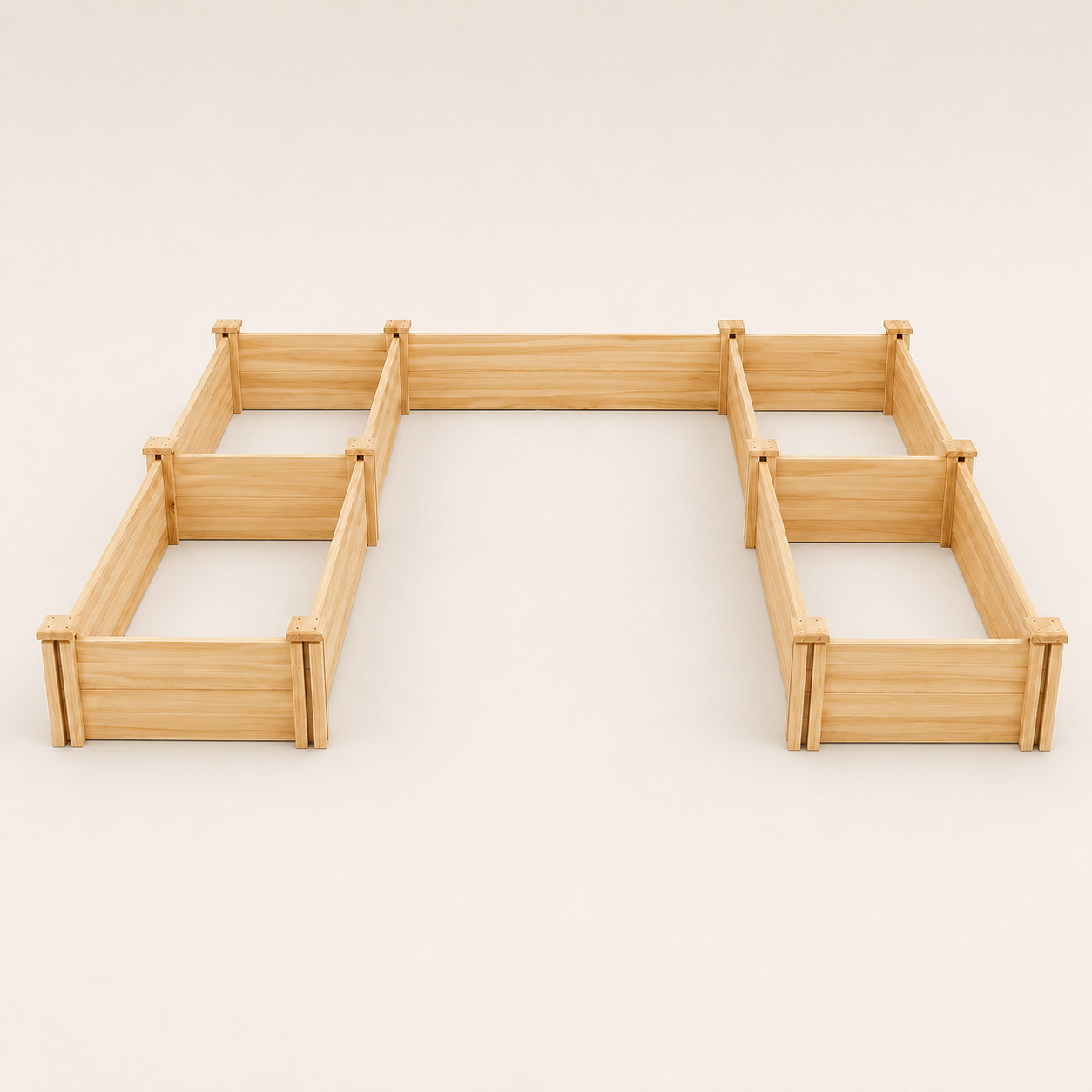 U-shaped fir wood raised garden bed in natural finish