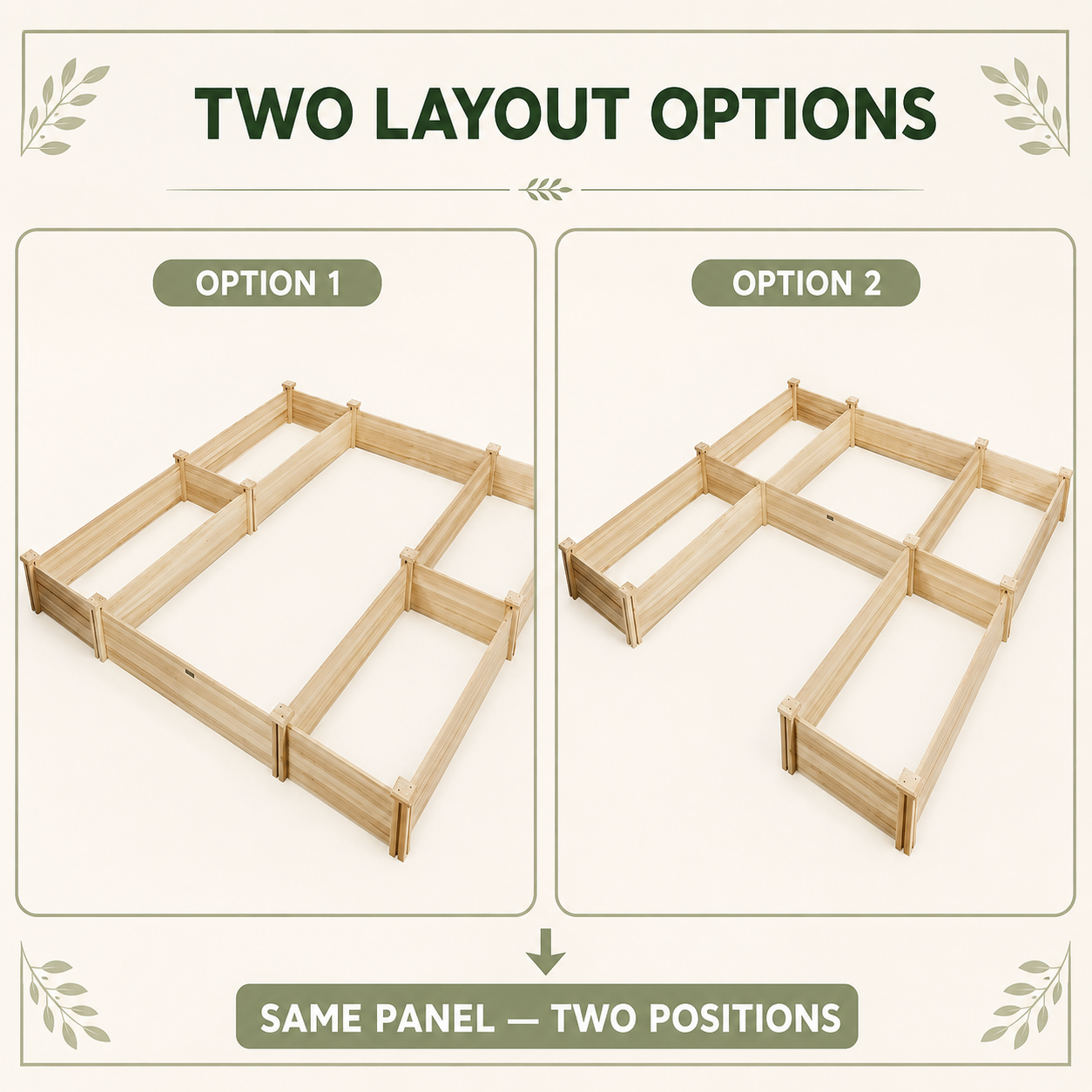 U-shaped fir wood raised garden bed with two modular layout options